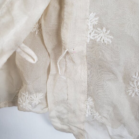 Johnny Was 4 Love and Liberty Ivory Silk Boho Babydoll Top Embroidered Size XS - Picture 5 of 9